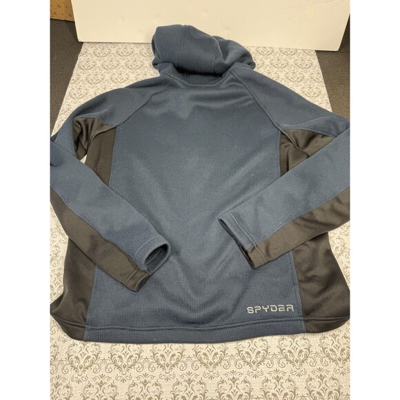 Spyder Blue/Black Quarter Zip Pullover Waffle Knit Sweater Men's Size M - Picture 6 of 6